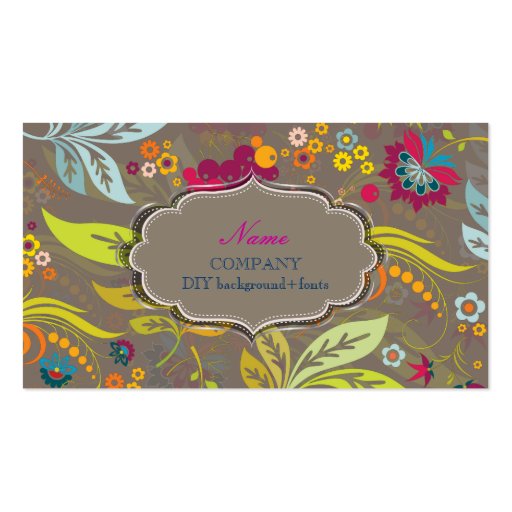 PixDezines retro flora/DIY background color Business Card (front side)