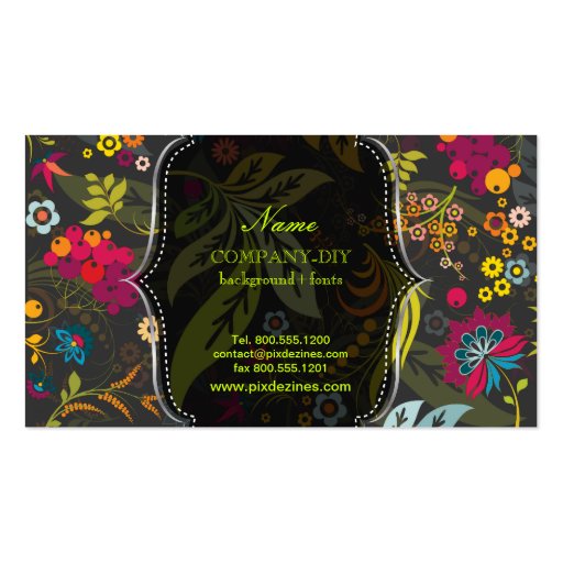 PixDezines retro flora/DIY background color Business Cards (back side)