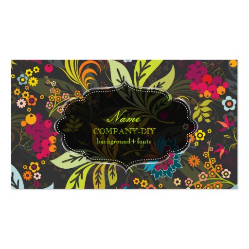 PixDezines retro flora/DIY background color Business Cards (front side)