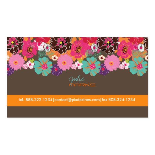 PixDezines Retro Floral ~ Alegre/diy background Business Card (back side)