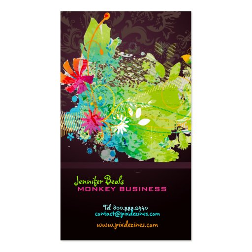PixDezines retro floral + merlot Business Card Templates (back side)
