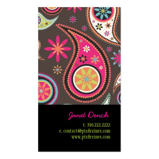 PixDezines Retro Paisley Business Cards (back side)