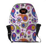 PixDezines Retro Paisley, neon/DIY background rickshaw messenger bags
