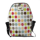 PixDezines Retro Polka Dots/DIY white background rickshaw messenger bags