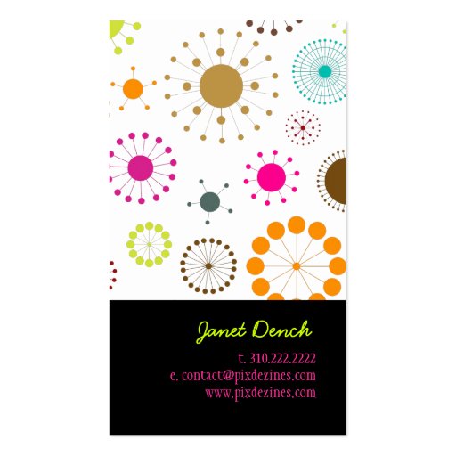 PixDezines Retro Stars, custom background color! Business Card (back side)