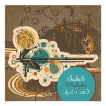 PixDezines Retro Surfers, destination events Personalized Invitation