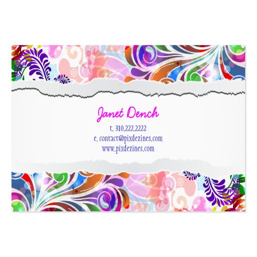 PixDezines retro swirls/neon colors Business Card Templates (back side)