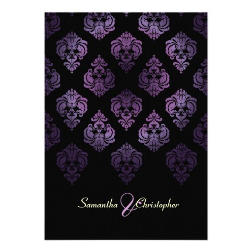 PixDezines Rossellini Damask, Lavender/Black Personalized Announcement