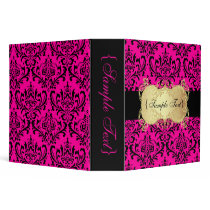PixDezines Rossi Damask, Black/Pink Binder