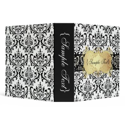 PixDezines Rossi Damask, Black/White 3 Ring Binder