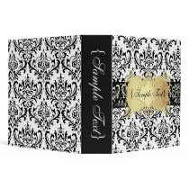 PixDezines Rossi Damask, Black/White 3 Ring Binder