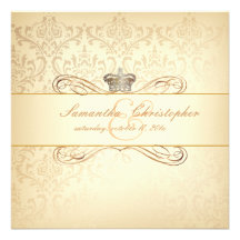 PixDezines Rossi Damask, Champagne Custom Invites