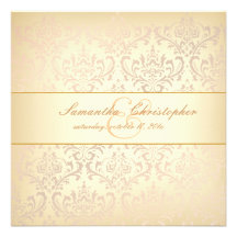 PixDezines Rossi Damask, Champagne Personalized Invitations
