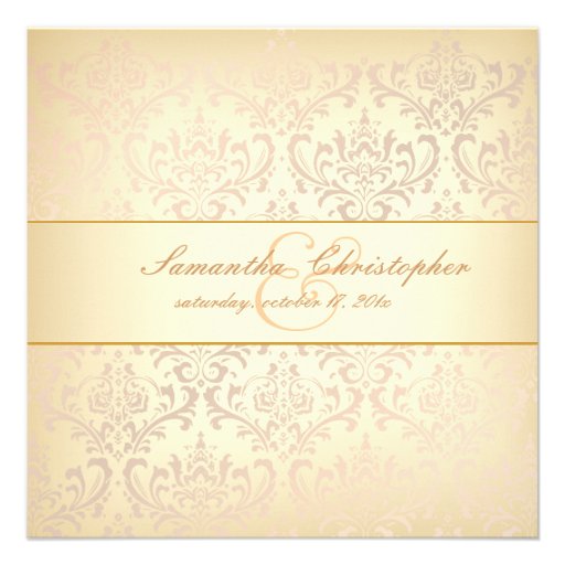 PixDezines Rossi Damask, Champagne Personalized Invitations