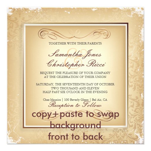 PixDezines Rossi Damask, Champagne Personalized Invitations