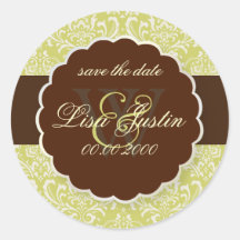 PixDezines Rossi Damask/Endive Green Round Stickers