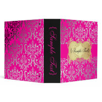 PixDezines Rossi Damask, Faux Silver/Pink Binder