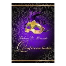 PixDezines Rossi Damask/Masquerade/DIY/Purple Custom Invitations
