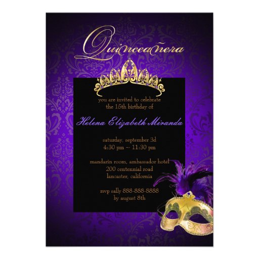 PixDezines Rossi Damask/Masquerade/DIY/Purple Custom Invitations