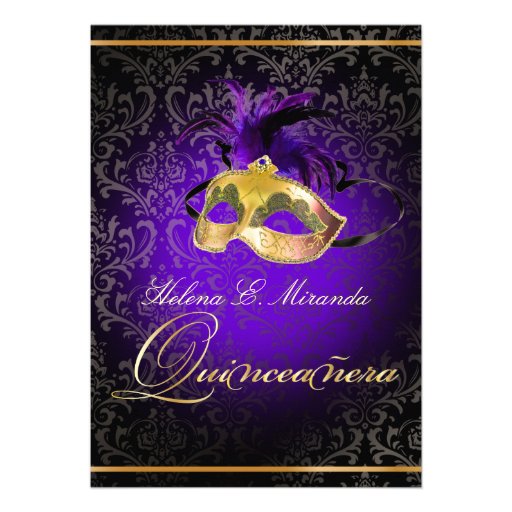 PixDezines Rossi Damask/Masquerade/DIY/Purple Custom Invitations