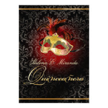 PixDezines Rossi Damask/Masquerade/DIY/Ruby Personalized Invitation