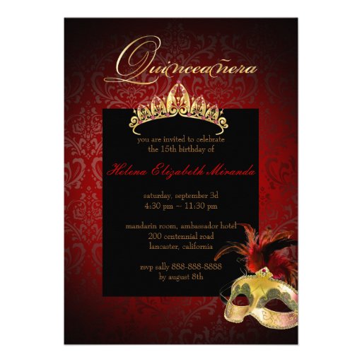PixDezines Rossi Damask/Masquerade/DIY/Ruby Personalized Invitation
