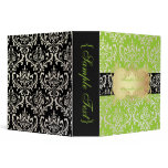 PixDezines Rossi Damask, Pearl/Green 3 Ring Binders