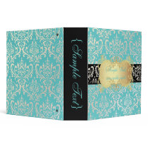 PixDezines Rossi Damask, Pearl/Teal Vinyl Binder