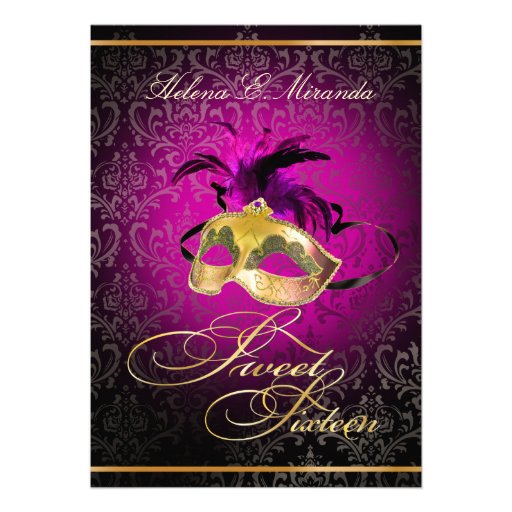 PixDezines Rossi Sweet 16 Masquerade/DIY color!! Invitations