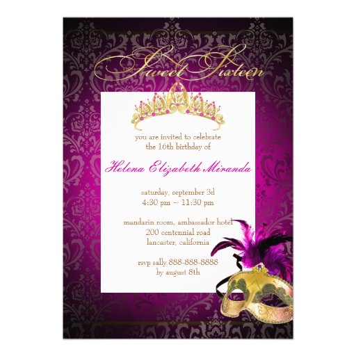 PixDezines Rossi Sweet 16 Masquerade/DIY color!! Custom Invitations