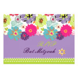 PixDezines rsvp/Alegre retro floral, Bat Mitzvah Personalized Invitations