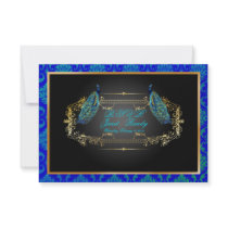 PixDezines rsvp aqua peacocks vendome damask Custom Invitations