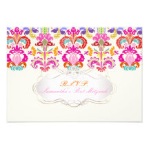 PixDezines rsvp color Isabella damask/bat mitzvah Announcements
