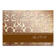 PixDezines rsvp faux copper damask/diy colors Personalized Invite