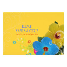 PixDezines rsvp hibiscus/diy color Custom Invitations