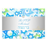 PixDezines rsvp mod stars/bar mitzvah/blue/silver invitations