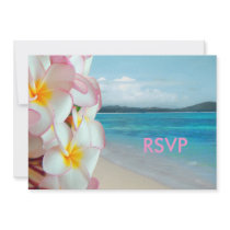 PixDezines rsvp Pink Plumeria/beach/tropical Invitation