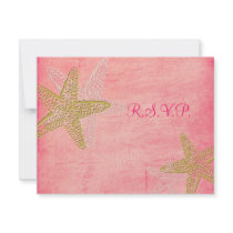 PixDezines rsvp Pink Starfish, beach wedding Personalized Invitation
