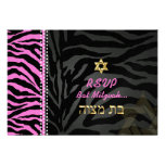 PixDezines rsvp Pink Zebra Stripes, Bat Mitzvah Personalized Invite