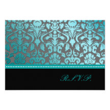 PixDezines rsvp teal flora damask/diy background Invite