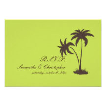 PixDezines rsvp Twin Palms, Chocolate+Kiwi Invitations