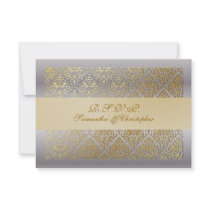 PixDezines rsvp vavin damask/champagne+silver Invitations