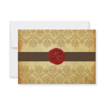 PixDezines rsvp Vintage+Pique Lace Damask+Wax Seal Invite