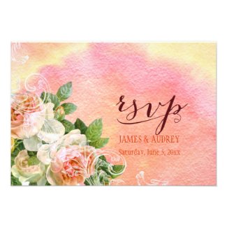 PixDezines rsvp vintage roses/watercolor Custom Invitations
