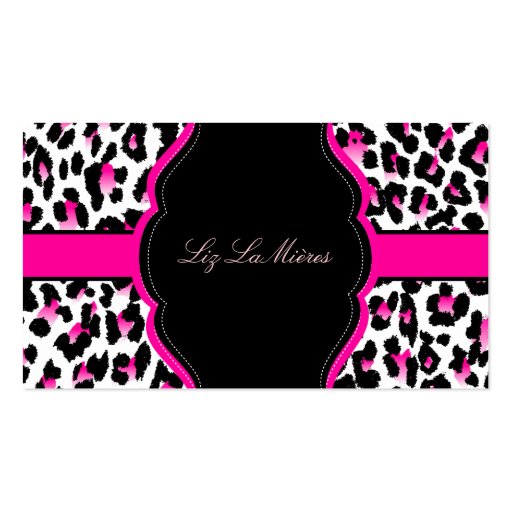 PixDezines Sassy cheetah print/hot pink+black Business Card Template