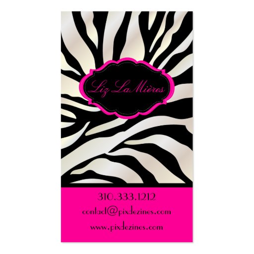 PixDezines Sassy zebra pattern/DIY color/black Business Cards (back side)