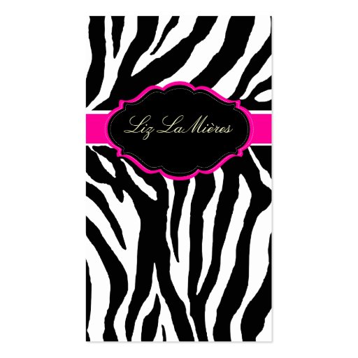 PixDezines Sassy zebra print/hot pink+black Business Cards