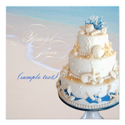 PixDezines Seashells Cake/Bridal Shower Personalized Announcement