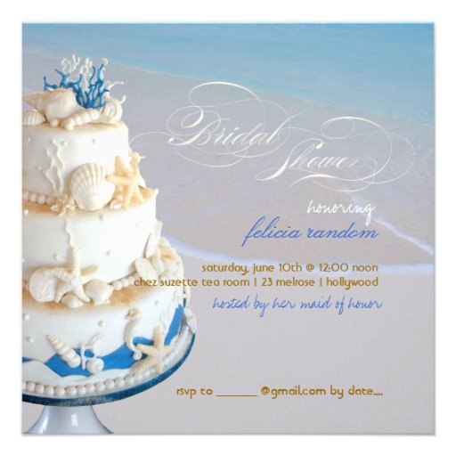 PixDezines Seashells Cake/Bridal Shower Personalized Announcement