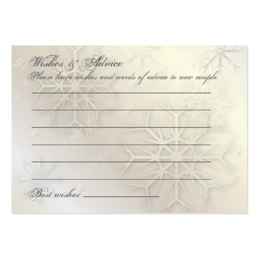 PixDezines Snow Flakes Wishes + Advice Cards Business Card Template (back side)